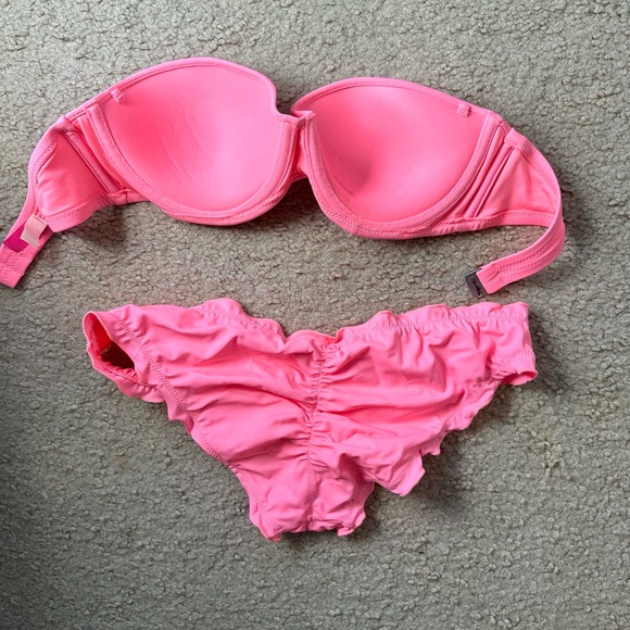 Victoria's Secret Ruched Push Up Bandeau Bikini 34C/ Size Small - Picture 3 of 5